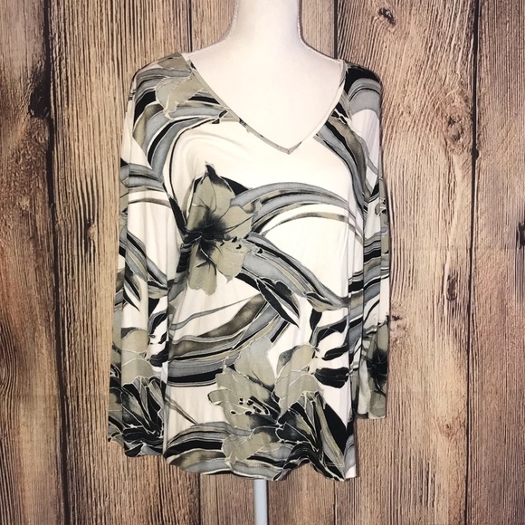 Chico's Tops - CHICOS SIZE 3 WHITE WITH BLACK LONG SLEEVED SHIRT